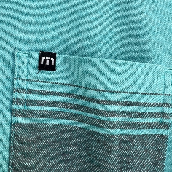 Travis Mathew Men’s Golf Polo Shirt Green with Pocket - Picture 5 of 7